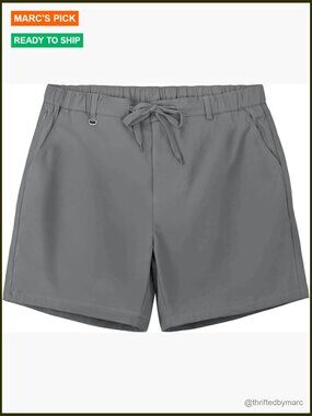 Men's 5 Inch Inseam Flat Front Shorts with Elastic Waist and 6 Pockets